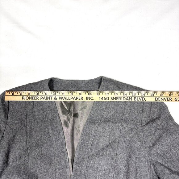 VTG Norgail LTD New York Gray 100% Wool Collarless Blazer Sport Coat Womens L - Picture 7 of 11
